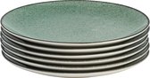 Lite-Body Hermes Ontbijtbord , Dessertbord - Set van 6 stuks - Ø20 cm - Stoneware - Mintgroen spikkel