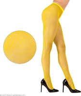 Widmann - Jaren 80 & 90 Kostuum - Visnet Party Panty Neon Geel - Geel - One Size - Carnavalskleding - Verkleedkleding