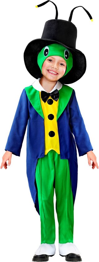 Widmann - Sprinkhaan Krekel Insect Kind Kostuum - Blauw, Groen - Maat 104 - Carnavalskleding - Verkleedkleding