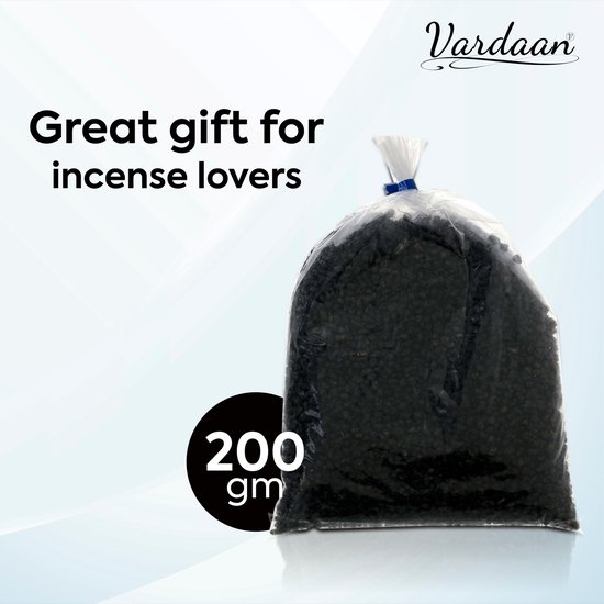 Grains Encens noirs - Grains Encens liturgiques - Aromatique - Résines 100% naturelles - Grains Encens Vardaan - Contient des extraits de plantes - 200 grammes