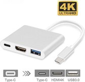 Innerlight® Connect+ USB C naar HDMI Adapter - Type-C to HDMI converter - USB C HUB - USB C naar USB C / USB 3.0 / HDMI - Geschikt voor Apple MacBook Air en Pro - Geschikt voor Samsung - Geschikt voor Microsoft Surface Pro