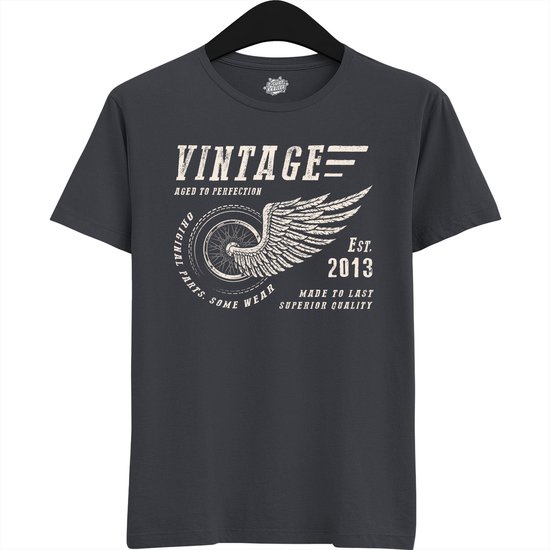 A Vintage Motorcycle Addict Est 2013 | Retro Verjaardag Motor Cadeau Shirt - T-Shirt - Unisex - Mouse Grey - Maat XXL