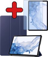 Samsung Galaxy Tab S9 Case Book Case Cover With S Pen Cutout With Screen Protector - Samsung Tab S9 Case Cover - 11 pouces - Bleu Foncé