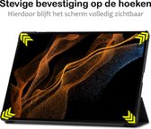Hoes Geschikt voor Samsung Galaxy Tab S9 Ultra Hoes Book Case Hoesje Trifold Cover Met Uitsparing Geschikt voor S Pen - Hoesje Geschikt voor Samsung Tab S9 Ultra Hoesje Bookcase - Zwart