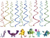 Feestversiering voor Kinderen - Monsters - Verjaardagsversiering -Slingers -Glimmende spiralen en Monsters- elk 18 stuks
