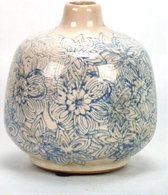 Mansion Round Porcelain Vase Blue Flower
