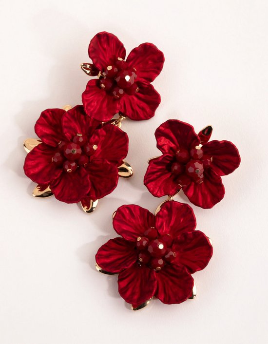 Boucles D'oreilles Pendantes Fleur Perle Or - Chaînes Fines Avec Perles Et Zircones - Démontables (2 Looks) - Pour Mariage, Soirée, Cadeau - Couleur Or Ou Blanc