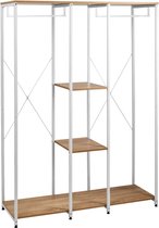 Happyment Kledingkast Japonus - Open - Met opbergruimte - Wit - Schoenenkast organizer - Kapstok - Garderobekast - Garderoberek - Kledingrek metaal