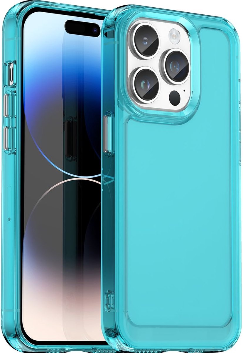 Mobigear Hoesje geschikt voor Apple iPhone 15 Pro Telefoonhoesje Flexibel TPU | Mobigear Crystal Backcover | iPhone 15 Pro Case | Back Cover - Blauw