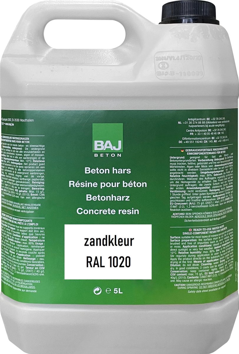 Betonhars Zandkleur RAL1020 - 5 L