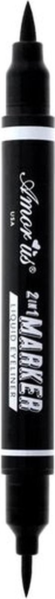Amor Us Cosmetics - 2in1 MARKER - Liquid Eyeliner - Waterproof - Very Black - CO.EMD.6 - Zwart - 2 g