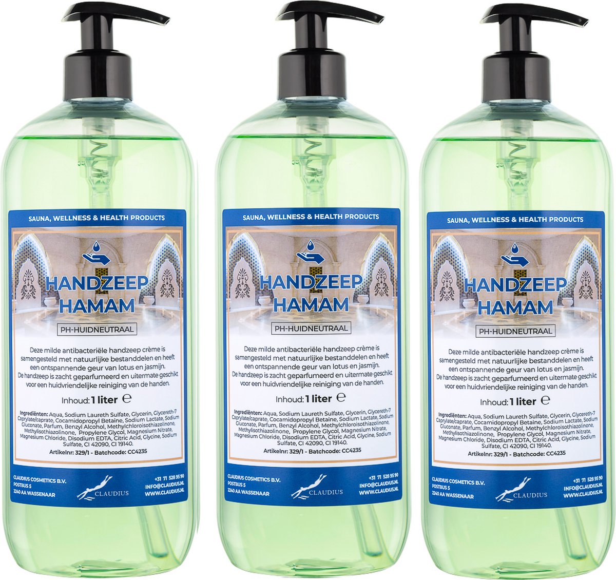 Goedkoopste Handzeep Hamam 1 liter - met gratis pomp - set van 3 stuks