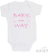 100% katoenen Romper "Baby on the way" Meisjes Katoen Wit/roze Maat 56/62