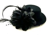 Mini hoed Mavro, mini-hoed zwart, verkleed minihoed