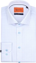 Suitable - Dobby Overhemd Ruit Lichtblauw - Heren - Maat 39 - Slim-fit