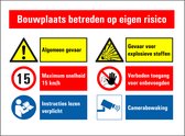 Bouwplaats bord eigen terrein - dibond met boorgaten 600 x 450 mm