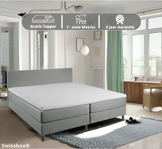 Swissbox ® - Sommier tapissier 180x200 - pocketvering Luxe 7 zones -  Ensemble complet... | bol.com