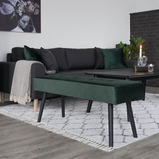 House Nordic Skiby Sofa en velours vert foncé avec pieds noirs