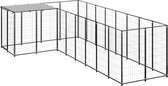 vidaXL - Hondenkennel - 6,05 - m² - staal - zwart