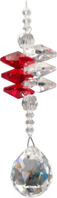 Raamhanger "Roxy" gemaakt van Asfour AAA-Quality Crystals, kleur Rood (Raamkristal, raamhanger, raamdecoratie, fengshui, Baby shower, Kerst hanger, kerst pakket cadeau, in verschillende kleuren.