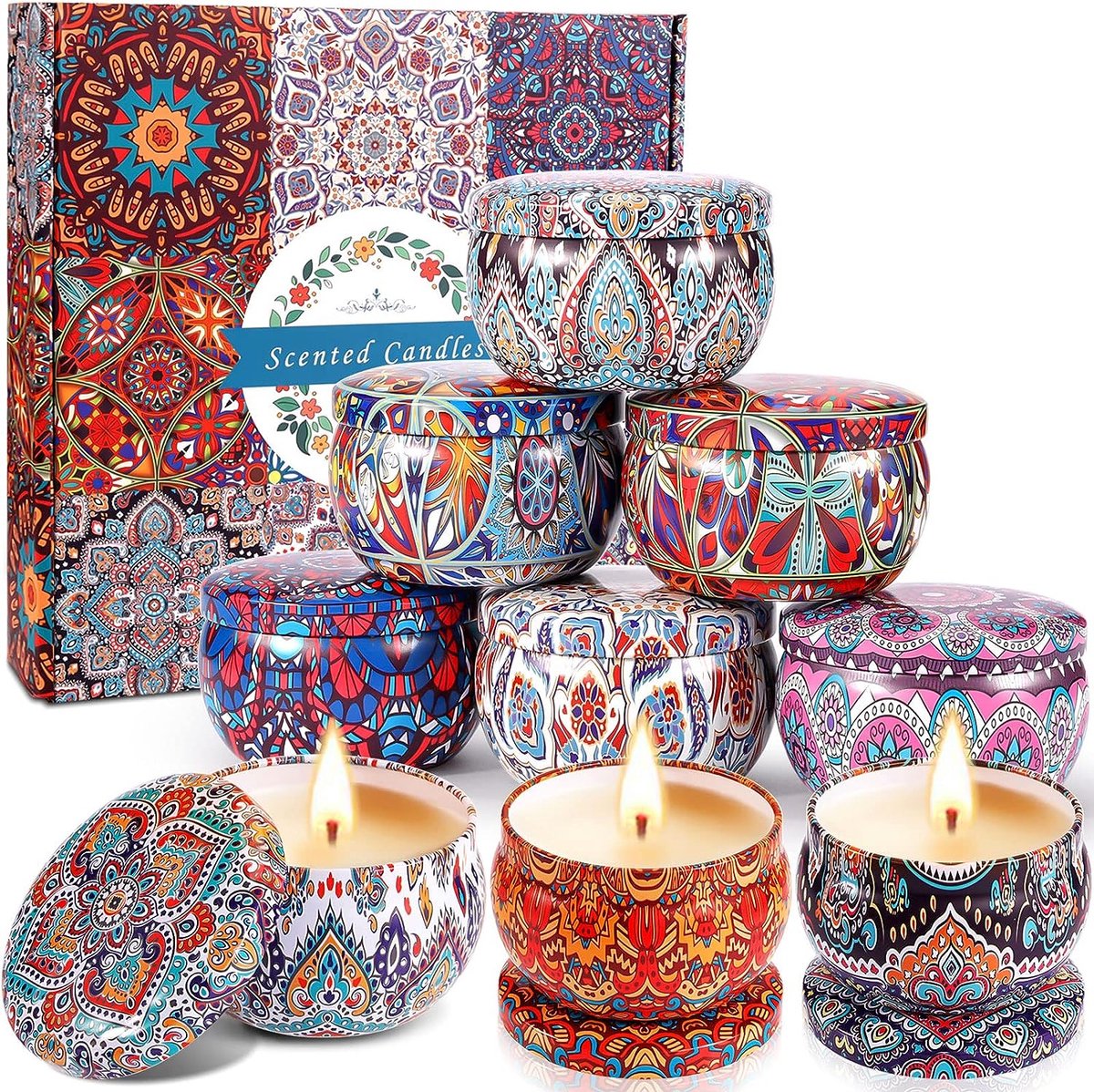 BBLTIFF 9 stuks geurkaarsen cadeauset, geurkaarsen set voor dames, geurkaars, natuurlijke sojawas kaars, kaarsen cadeau voor Kerstmis, verjaardag, Valentijnsdag, Halloween (9 geuren