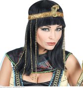 Widmann - Cleopatra Pruik Met Slangenkop Haarband - Zwart - Carnavalskleding - Verkleedkleding