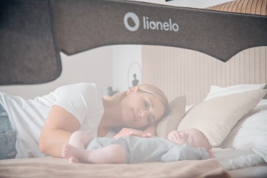 Lionelo Hanna – Barrière de lit 150x66 cm – Abattable à 180° – Cadre en aluminium – SecureBelt & StandSafe – Jusqu’à 27 kg – Filet aéré – Pour matelas jusqu’à 45 cm – Certifié SGS – Facile à monter – Idéal voyage