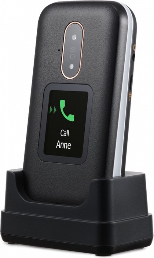 Doro 7080 Handy 4G Dual SIM mit Klappdeckel für Senioren mit GPS, Facebook, Whatsapp für Videoanrufe und Sockel inkl. Ladegerät
