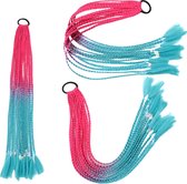 Kleurrijke Vlecht met 12 strengen Haarband Pruiken Zijde Kleurrijke Dreadlocks Paardenstaart, Kleur: Roze/Blauw