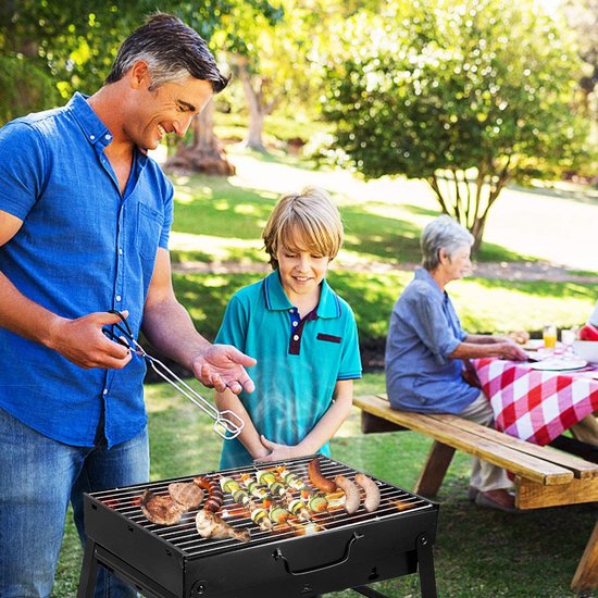 Uten Opvouwbare Smoker Barbecue - Tafel Barbecue - Houtskoolbarbecue - Camping bbq - BBQ Grill - Grilloppervlak (L x B) 35 x 27 cm - Zwart van Uten — afbeelding 4