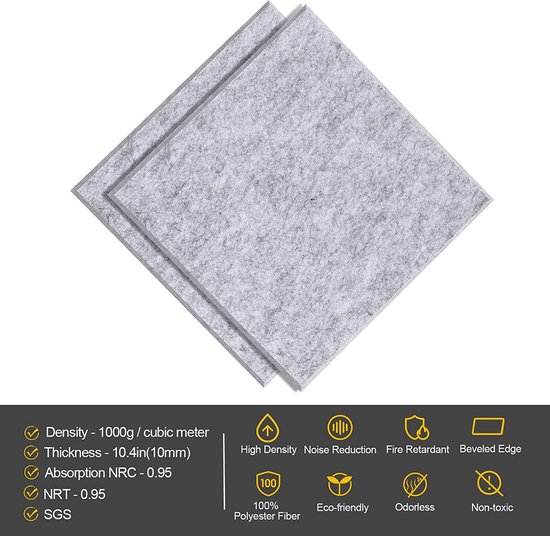 AGPTEK Akustik Paneele, 12 Packs selbstklebende Sechseck Graue Akustik Paneele schalldichte Wandpaneele, 30 x 26 x 0,9 cm schalldichte Schaumstoffpaneele hohe Dichte, Ideal für Heimstudio und Büro AGPTEK Akustik Paneele, 12 Packs selbstklebende Sechseck Graue Akustik Paneele schalldichte Wandpaneele, 30 x 26 x 0,9 cm schalldichte Schaumstoffpaneele hohe Dichte, Ideal für Heimstudio und Büro