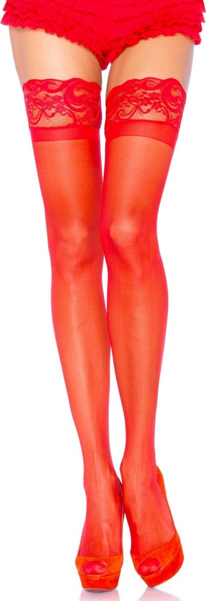 Leg Avenue Sheer Stay up + ["Rood"]
