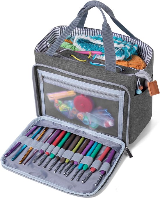 Luxja Grijs Luxja Handwerktas, Haken, Garenopslag, Tas Breien Voor Onvoltooide Projecten Haaknaalden En Andere Accessoires Geen Inbegrepen Lila 782482098 Multifunctionele Handwerk Organizer