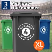 Excelsior Rotterdam Container Stickers XL - Voordeelset 3 stuks - Huisnummer - Voetbal Sticker voor Afvalcontainer / Kliko - Klikosticker