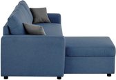 Vaste hoekbank + 2 kussens - Blauwe stof - L 228 x D 148 x H 86 cm - Owens