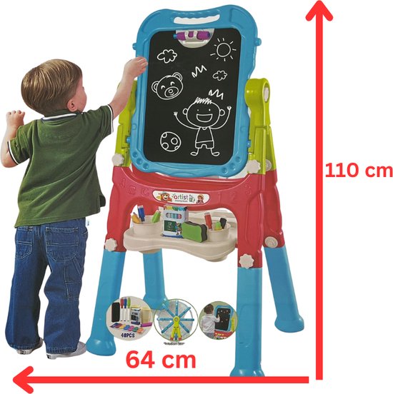 Tableau Rotatif Pour Enfant - Double Face Craie Et Magnétique