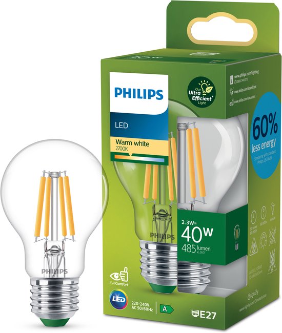 Philips UltraEfficient LED lamp – 40W – E27 – warmwit
