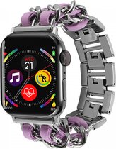 Gevlochten RVS Bandje Geschikt voor Apple Watch 1 / 2 / 3 / 4 / 5 / 6 / 7 / 8 / 9 / SE / Ultra 49MM / 45MM / 44MM / 42MM - Metalen Band - Roestvrij Staal - Paars