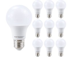HOFTRONIC - Voordeelverpakking 10X E27 LED Lampen - 8,5 Watt 806lm - Vervangt 60 Watt - 2700K Warm wit licht - Grote fitting - A60 peertje E27 Lamp
