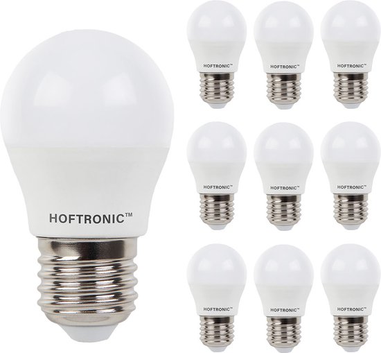 HOFTRONIC - Pack économique 10X Lampes LED E27 - 2,9W 250lm - Remplace 35 Watt - Lumière blanche chaude 2700K - Grand culot - Forme G45