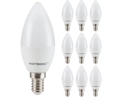 HOFTRONIC - Voordeelverpakking 10X E14 LED Lampen - 4,8 Watt 470lm - Vervangt 40 Watt - 2700K Warm wit licht - C37 Kaarslamp kleine fitting