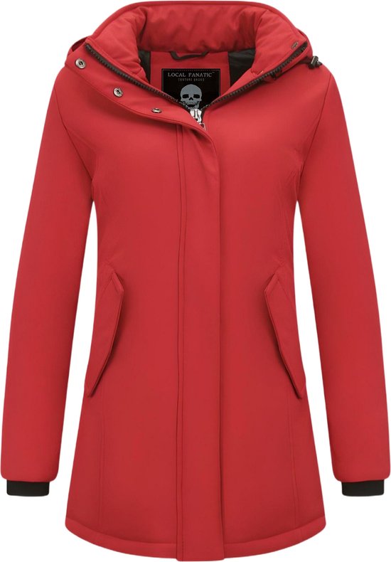 Lange Winterjas Dames met Capuchon - Winterjas Dames Gewatteerd - Dames Winterjas Parka - Slim Fit / Getailleerd - 0681 - Rood