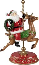 Clayre & Eef Figurine Père Noël Renne 46 cm Décoration de Noël en polyrésine rouge