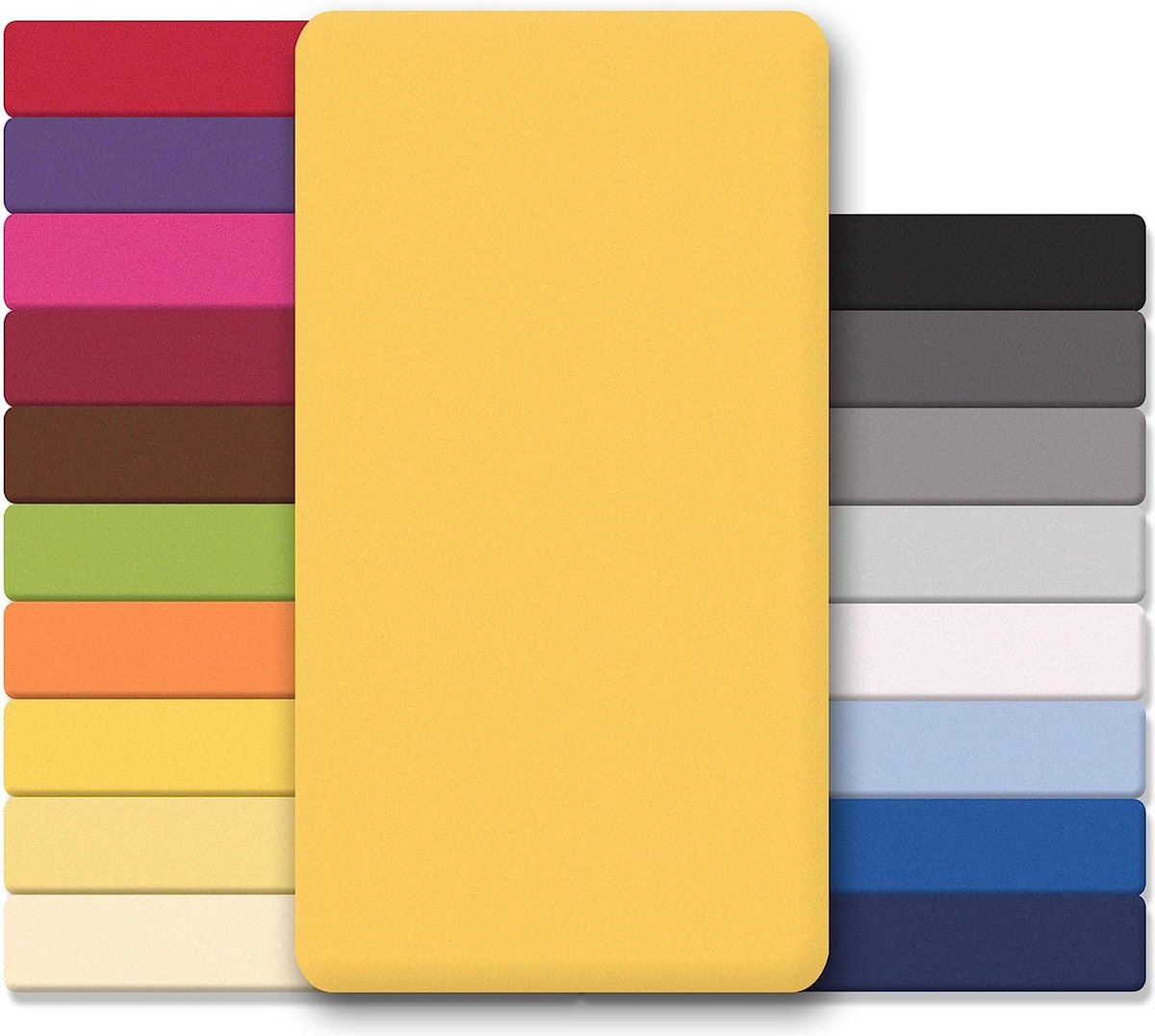 Lucina Hoeslaken Jersey Katoen Stretch 30cm Hoge Hoek - geel 90x200cm - 100x200cm
