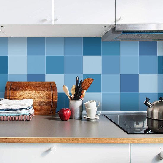 Ulticool Décoration Stickers carrelages - Blauw Clair Couleurs Bleu - 15x15 cm - 15 pièces