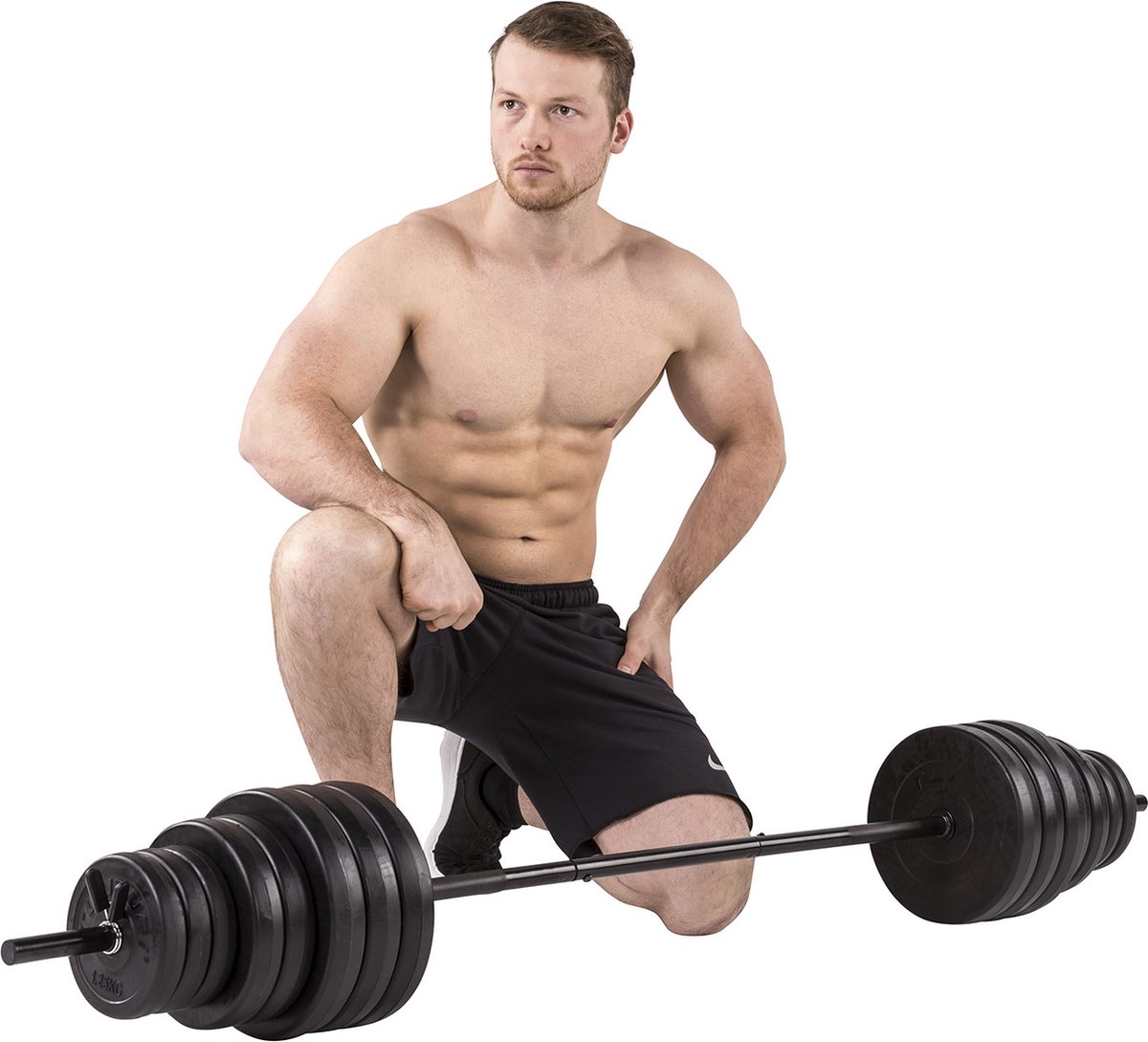 Tunturi Gewichten 50kg - Vinyl Halterset - Dumbbell set - 1 halterstang - 2 dumbbellstangen - incl. gratis fitnessapp thumbnail 2