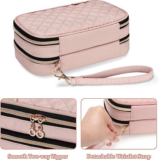 Insuline Cooler Travel Case met 2 Ice Packs, Dubbellaags Diabetische Geïsoleerde Organizer, Draagbare Medicatie Koelzak voor Insuline Pen, Glucometer, Diabetes Supplie, Dusty Rose (Gepatenteerd Ontwerp) — afbeelding 2