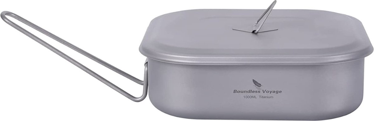 Boundless Voyage - Titanium - Militair - Ti2084C - Meetset - Bord - Lunchbox - Dienblad - Draagbaar - Camping - Kookgerei - Mini Rijstkoker - Voedselopslag - Voedseldragers - Lunchboxen
