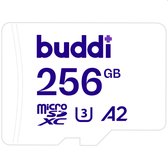Buddi MicroSDXC Geheugenkaart 256GB Wit Geschikt voor Camera's, Smartphones, en Drones, Inclusief SD Adapter