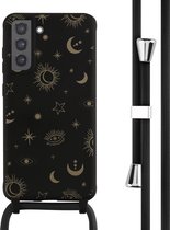 iMoshion Hoesje Geschikt voor Samsung Galaxy S21 FE Hoesje Met Koord - iMoshion Siliconen design hoesje met koord - Zwart / Sky Black